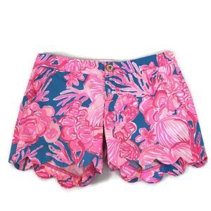 Lilly Pulitzer The Buttercup Short Women's Size 00 Scalloped Hem Tropical Cotton